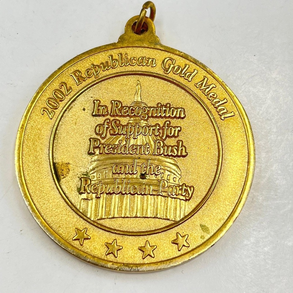 VTG 2002 Republican Gold Medal George W Bush NRCC Presidential Support Pendant‎